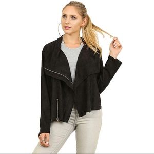 Black faux suede Moto jacket 2x Umgee-stretchy